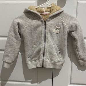 Bonpoint Light Gray Hoodie with Cherry Detail